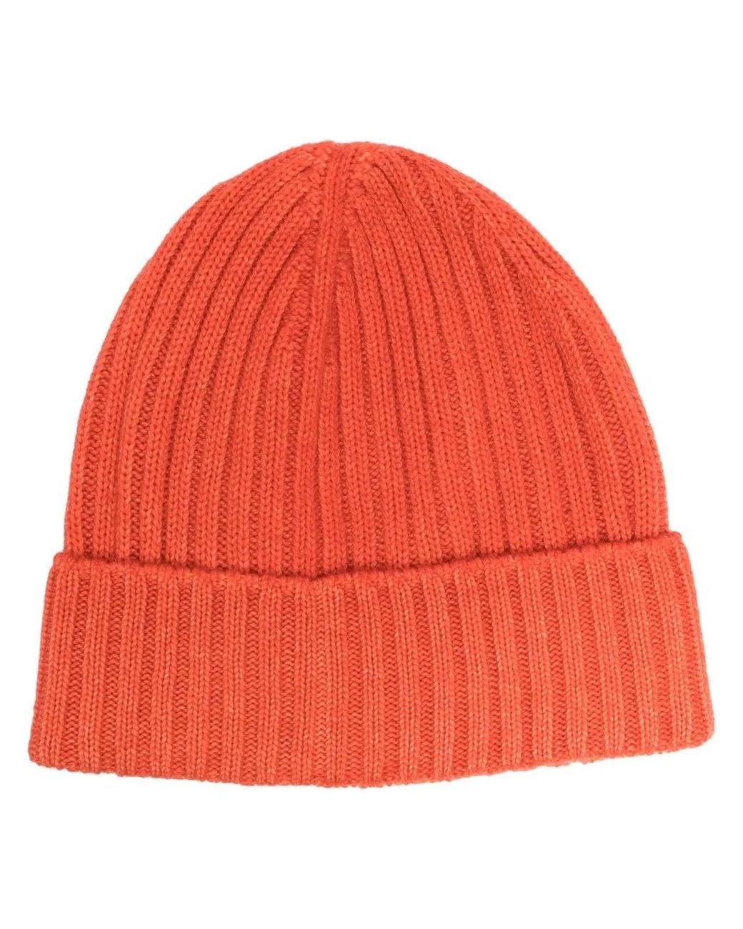 Dell'Oglio Orange Bonnet Nervuré En Cachemire for men