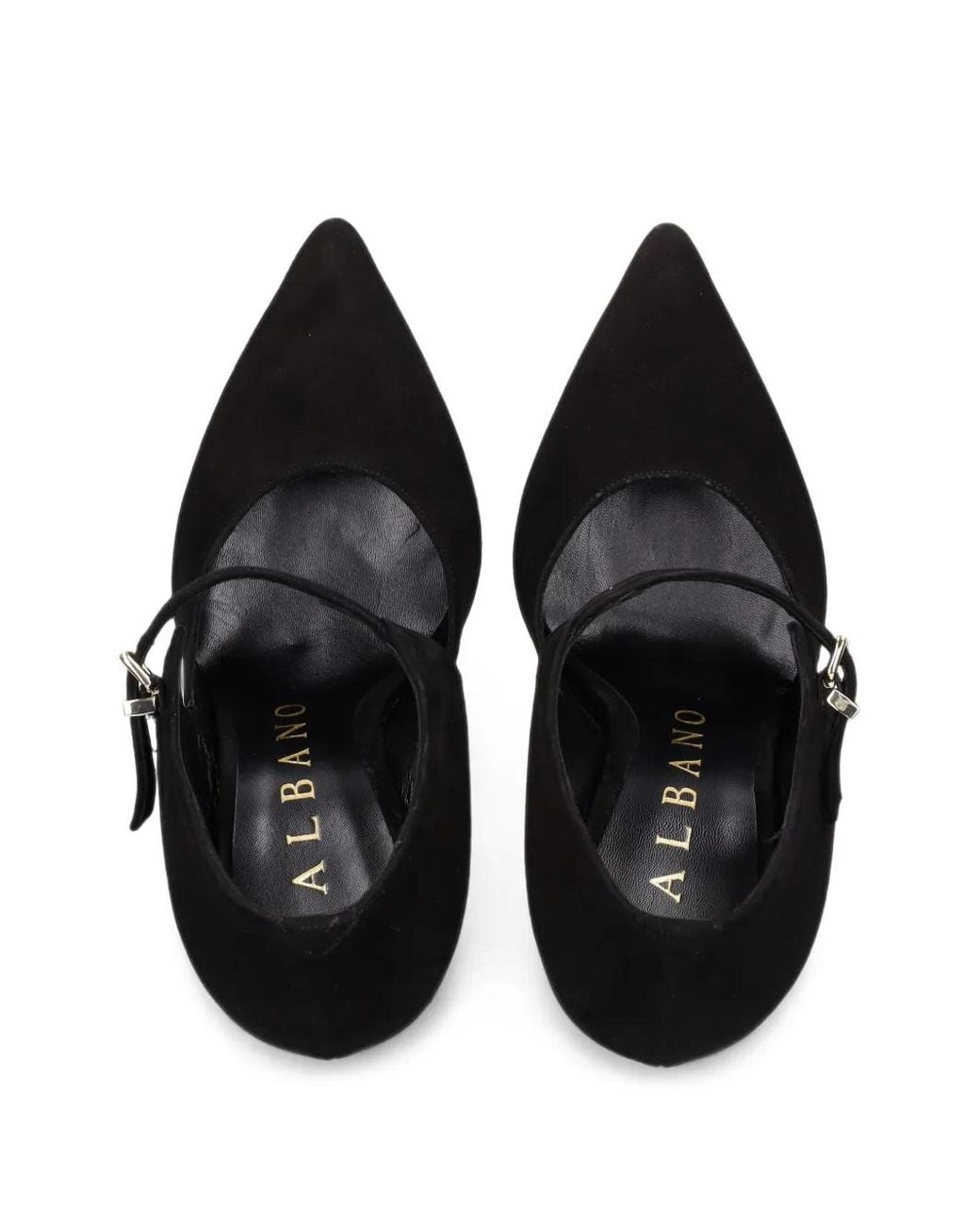 Albano Black Suede Pointed-Toe Pumps