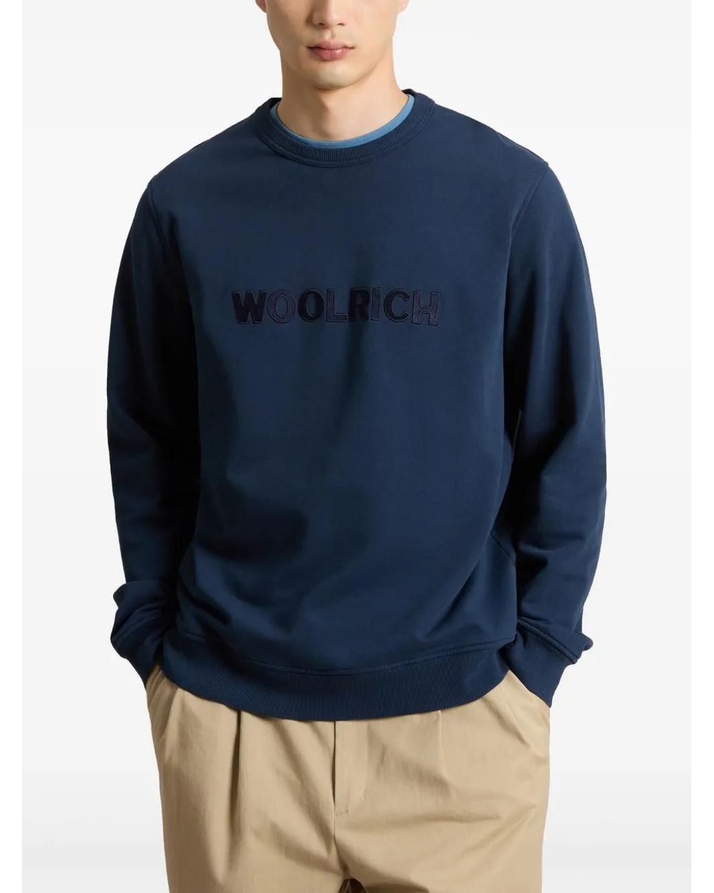 Woolrich Blue Logo-Patch Sweatshirt for men