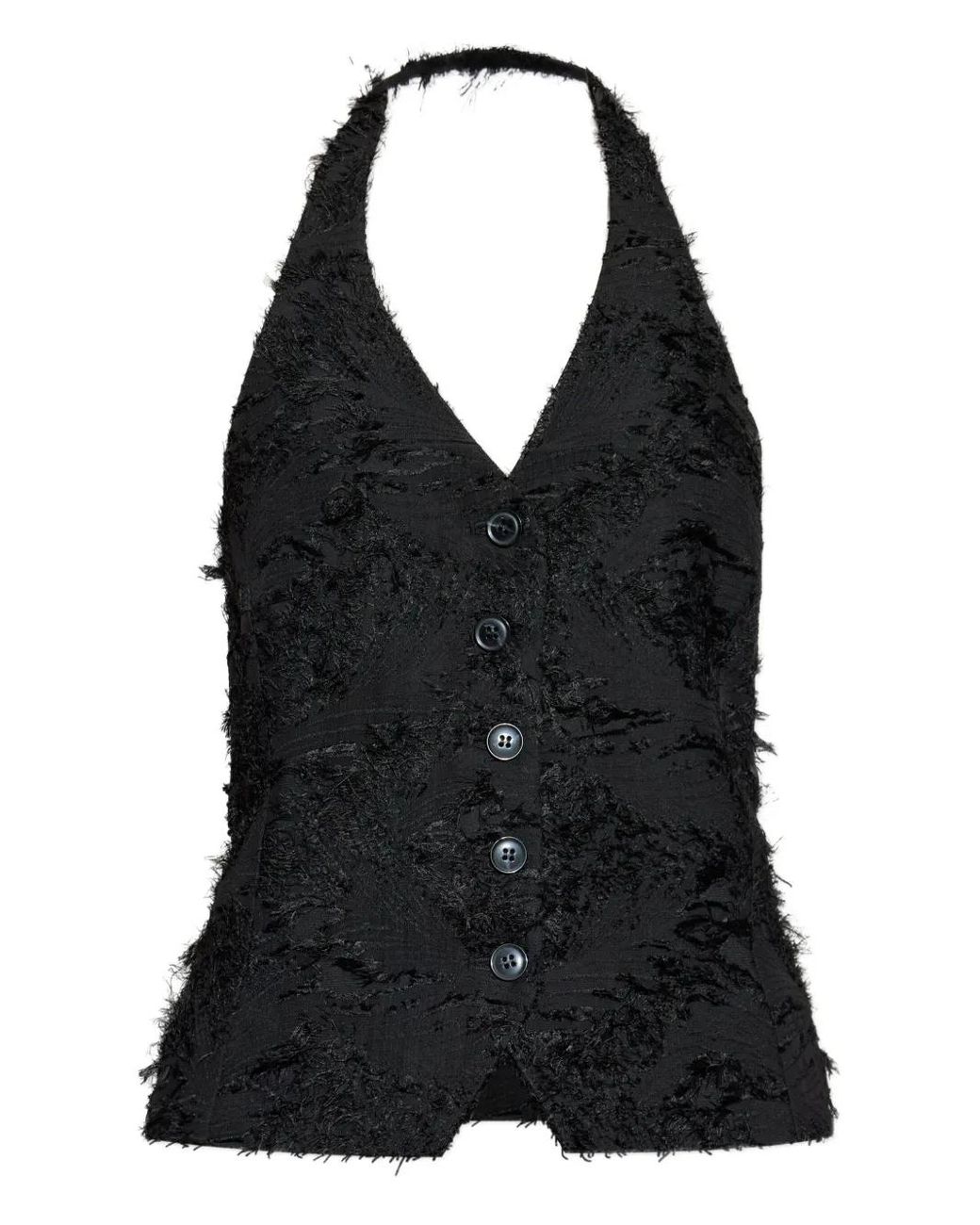 Samsøe & Samsøe Black Salazio Feathered Halterneck Top