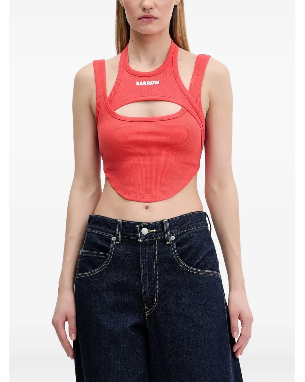 Barrow Red Cut-Out Crop Top