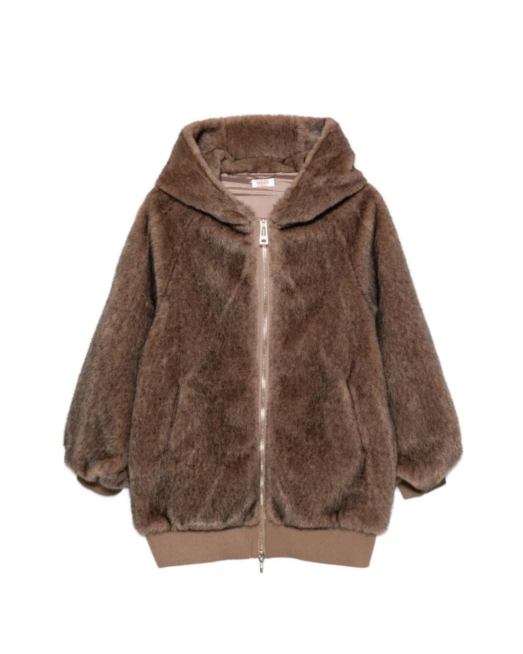 Liu Jo Brown Faux-Fur Hooded Jacket