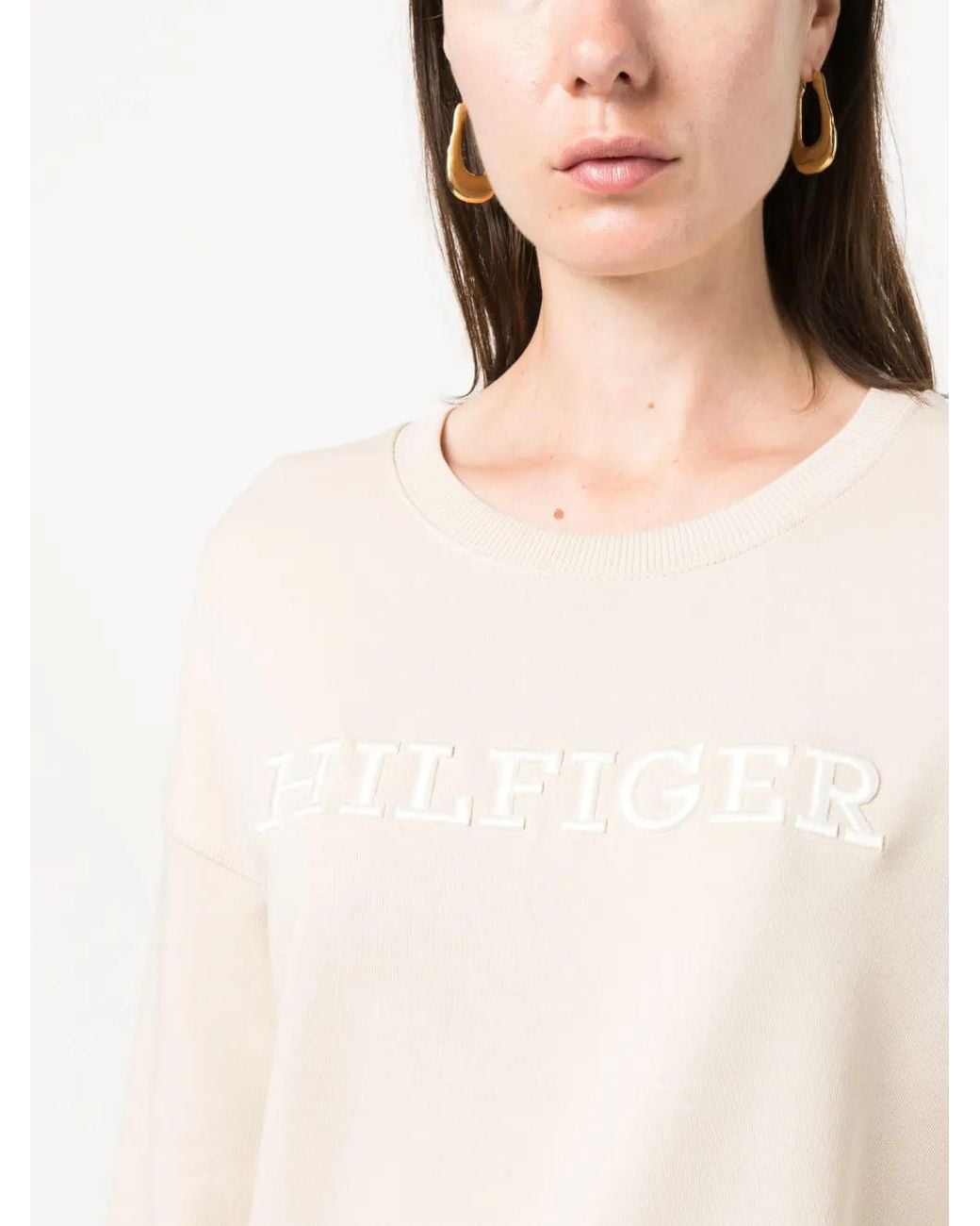 Tommy Hilfiger Natural Logo-Print Cotton Sweatshirt