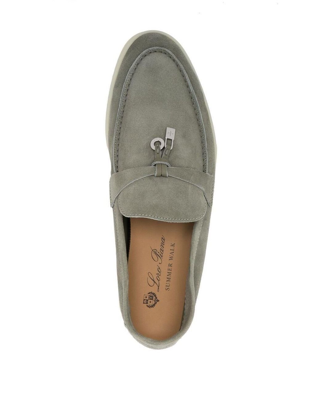Loro Piana Summer Charms Suede Loafers in Green | Lyst