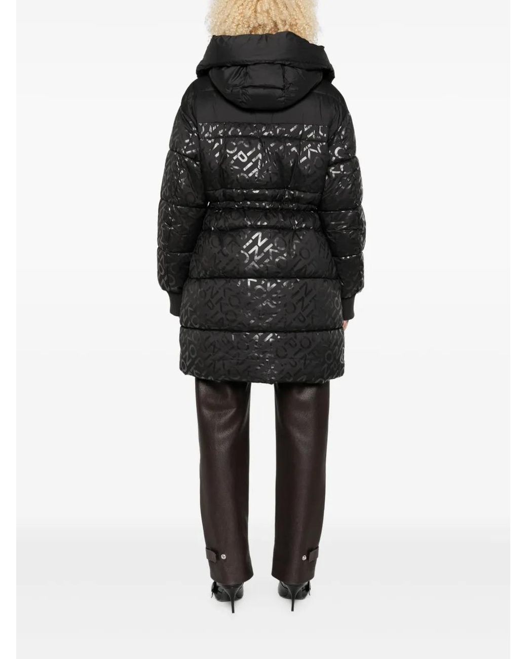 Pinko Black Logo-Print Puffer Coat