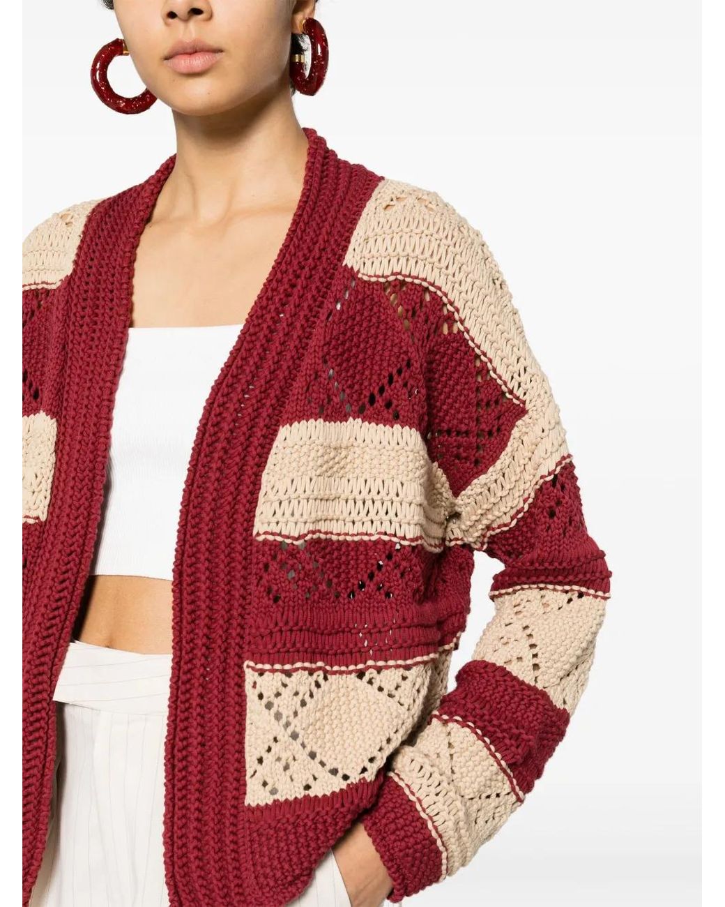 LaDoubleJ Red Cotton-Blend Striped Bolero Cardigan