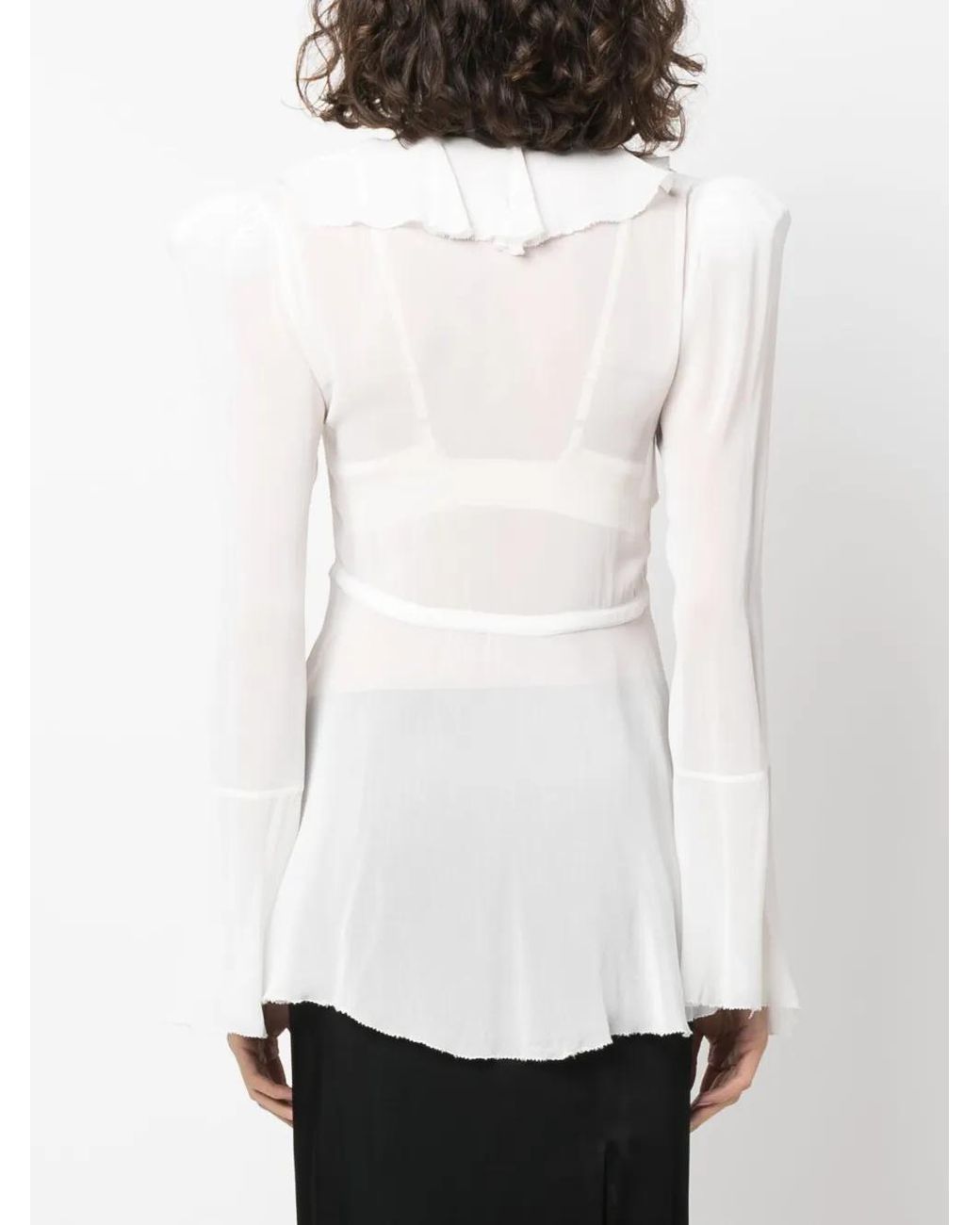 Philosophy Di Lorenzo Serafini White Ruched-Trim V-Neck Blouse