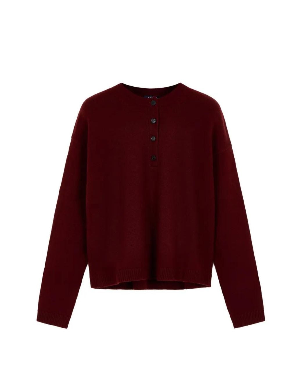 Max Mara Red Lisa Henley-Neck Dropped-Shoulder Sweater