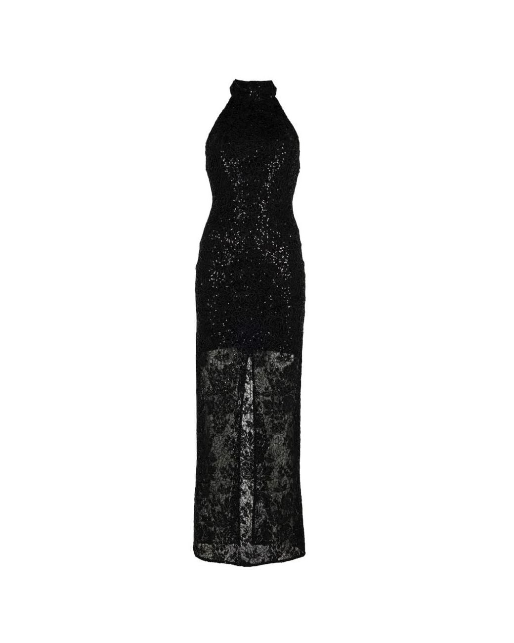 Alice + Olivia Black Koi Sequin-Embellished Maxi Dress