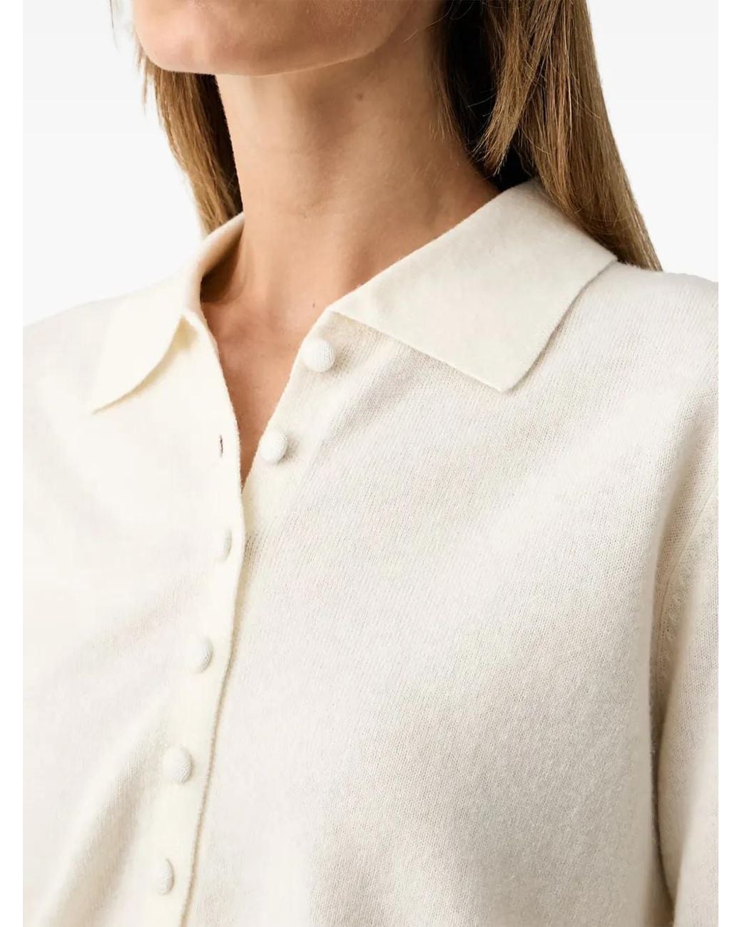 ViCOLO White Button-Up Polo Cardigan