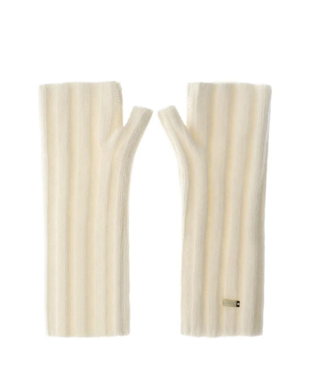 Herno White Ribbed Cashmere Gloves