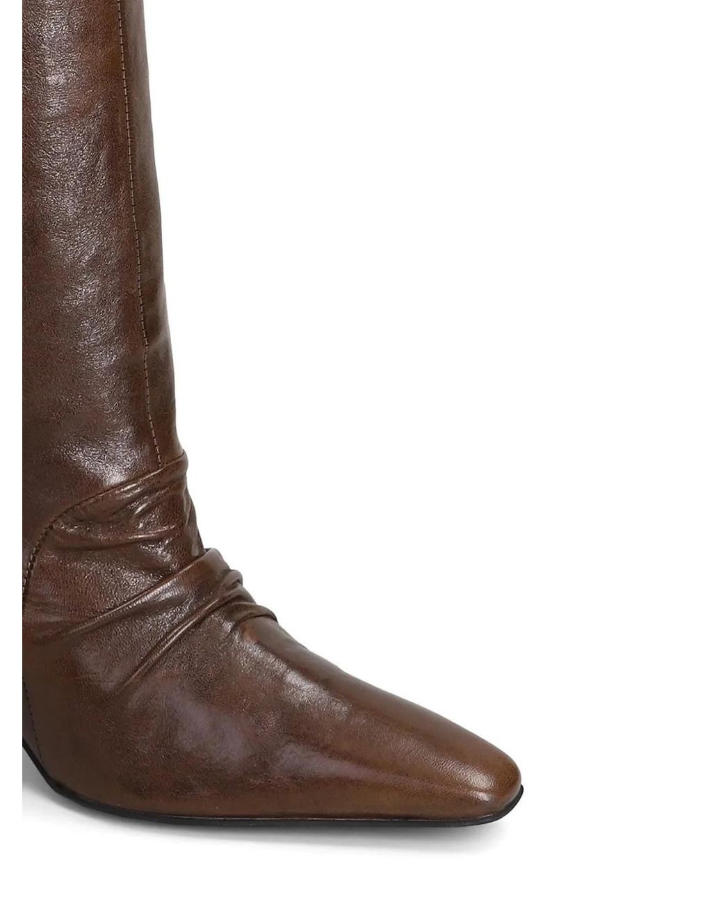 Alchimia Brown Ruched Suede-Trim Boots