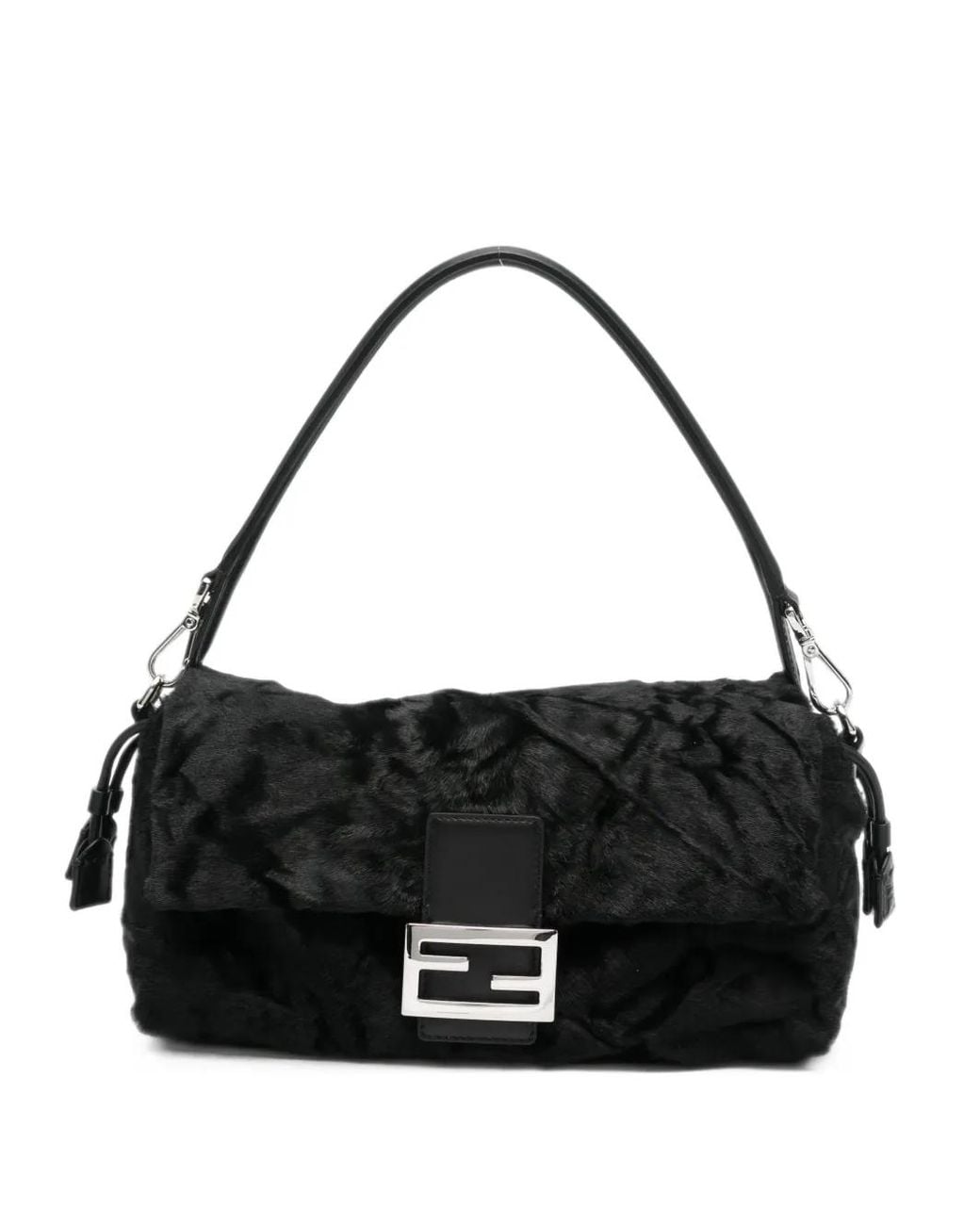Fendi Black Baguette Soft Calfhair Shoulder Bag