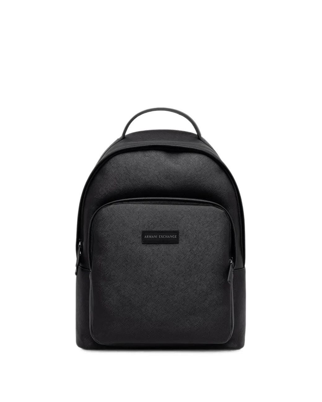 ARMANI EXCHANGE Black Logo-Patch Cross-Grain Backpack for men