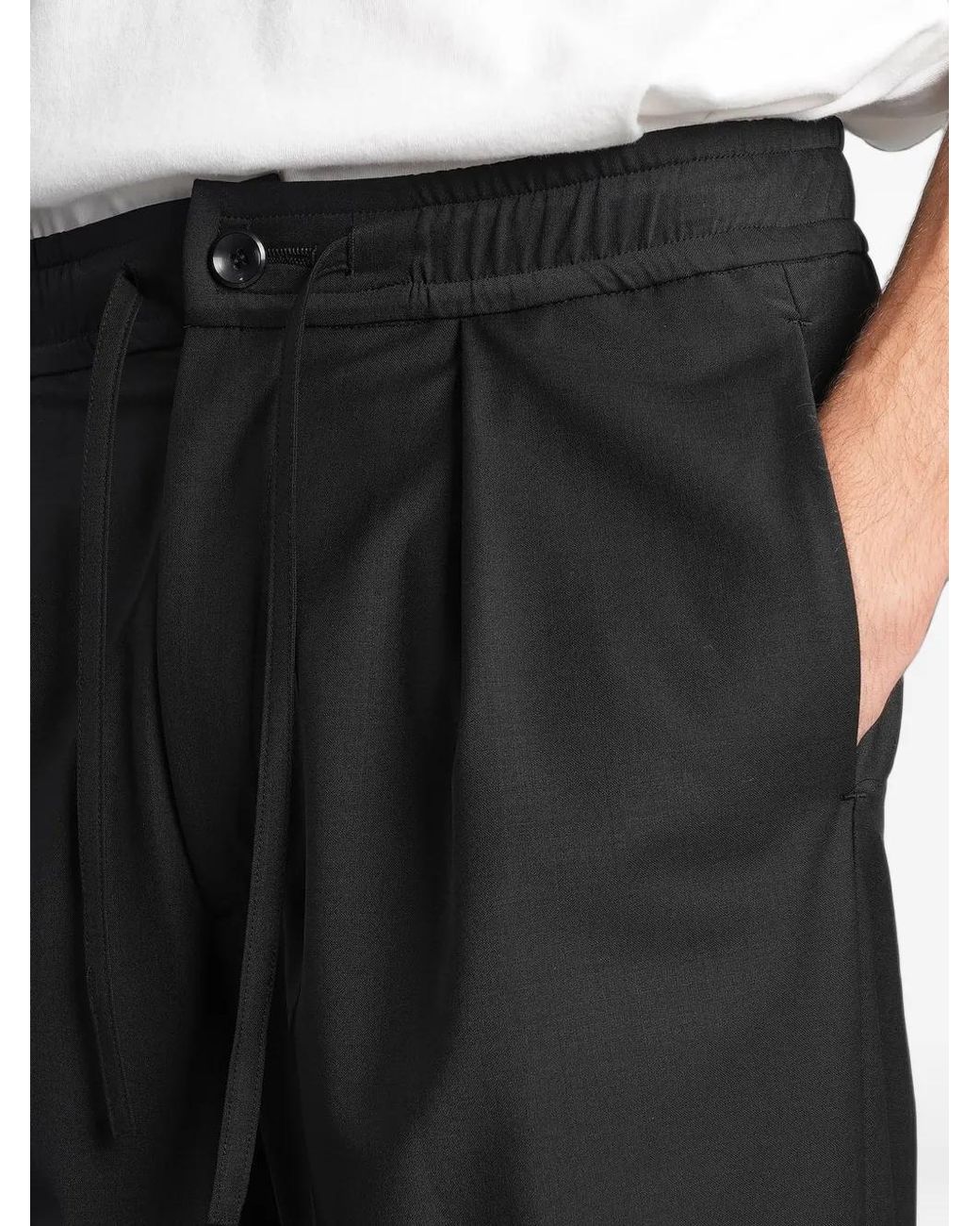 Attachment Black Pleated Drawstring Trousers for men