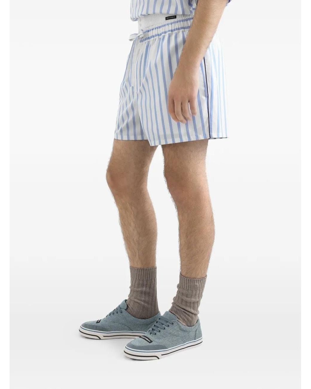 Dolce & Gabbana Blue Dolce & Gabbana Striped Bermuda Shorts With Drawstring for men