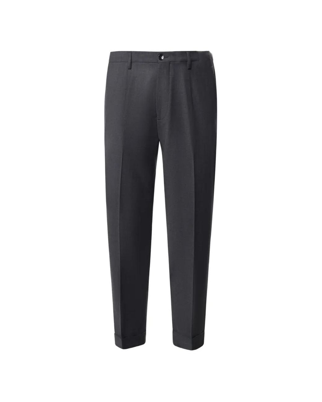 Michael Coal Blue Pleated-Detail Turn-Up Trousers for men