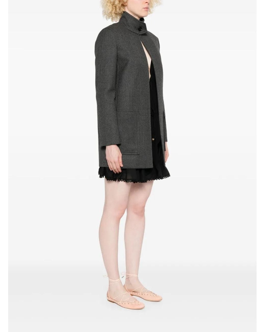 Chloé Black Zip-Up Oversize Coat