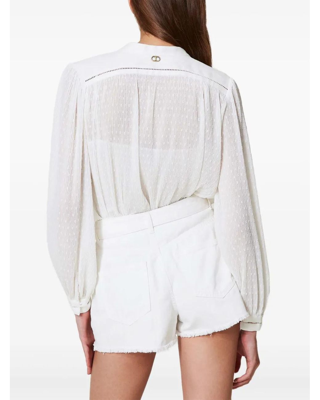 Twinset White Oval T Denim Shorts