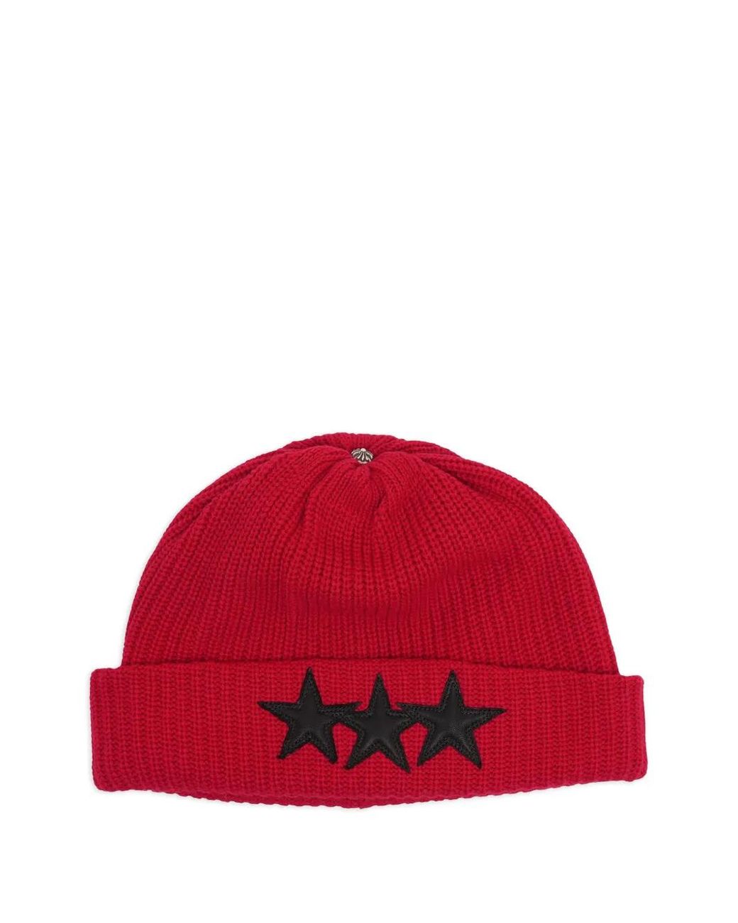 Chrome Hearts Red Beanie Mit Stern-Patch