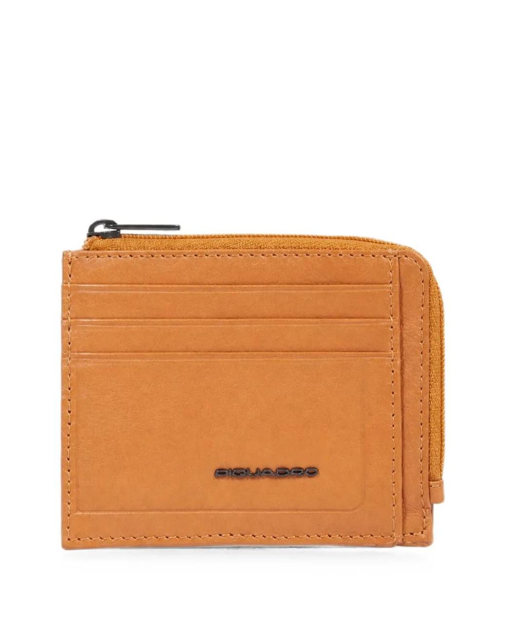 Piquadro Orange Logo-Plaque Zip-Around Wallet for men