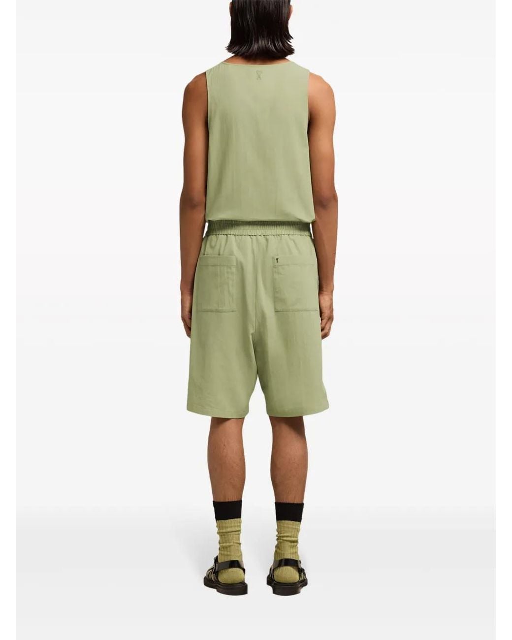 Bermudas Con Placa Del Logo AMI de hombre de color Green