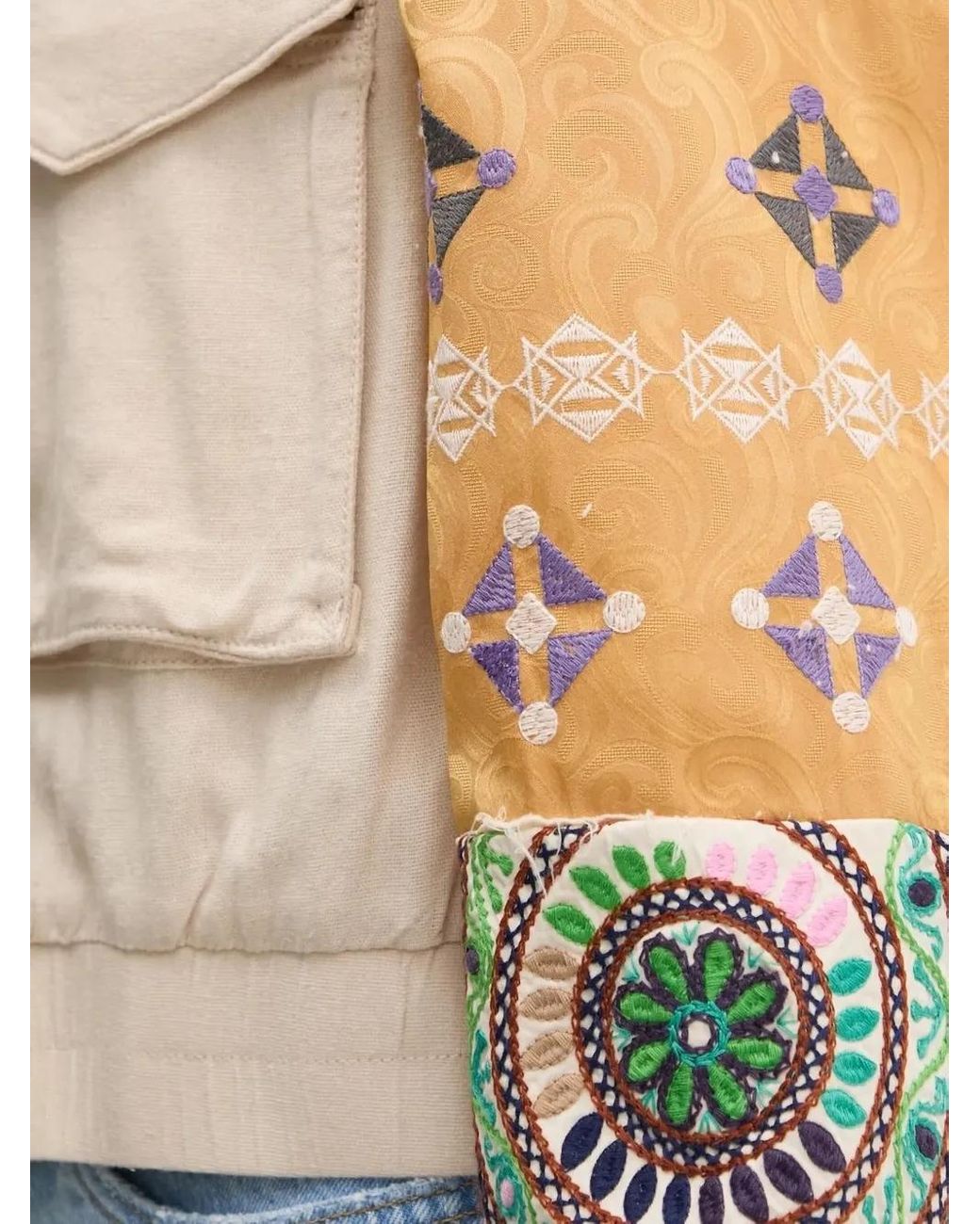 Desigual Blue Patchwork-Sleeve Bomber Jacket