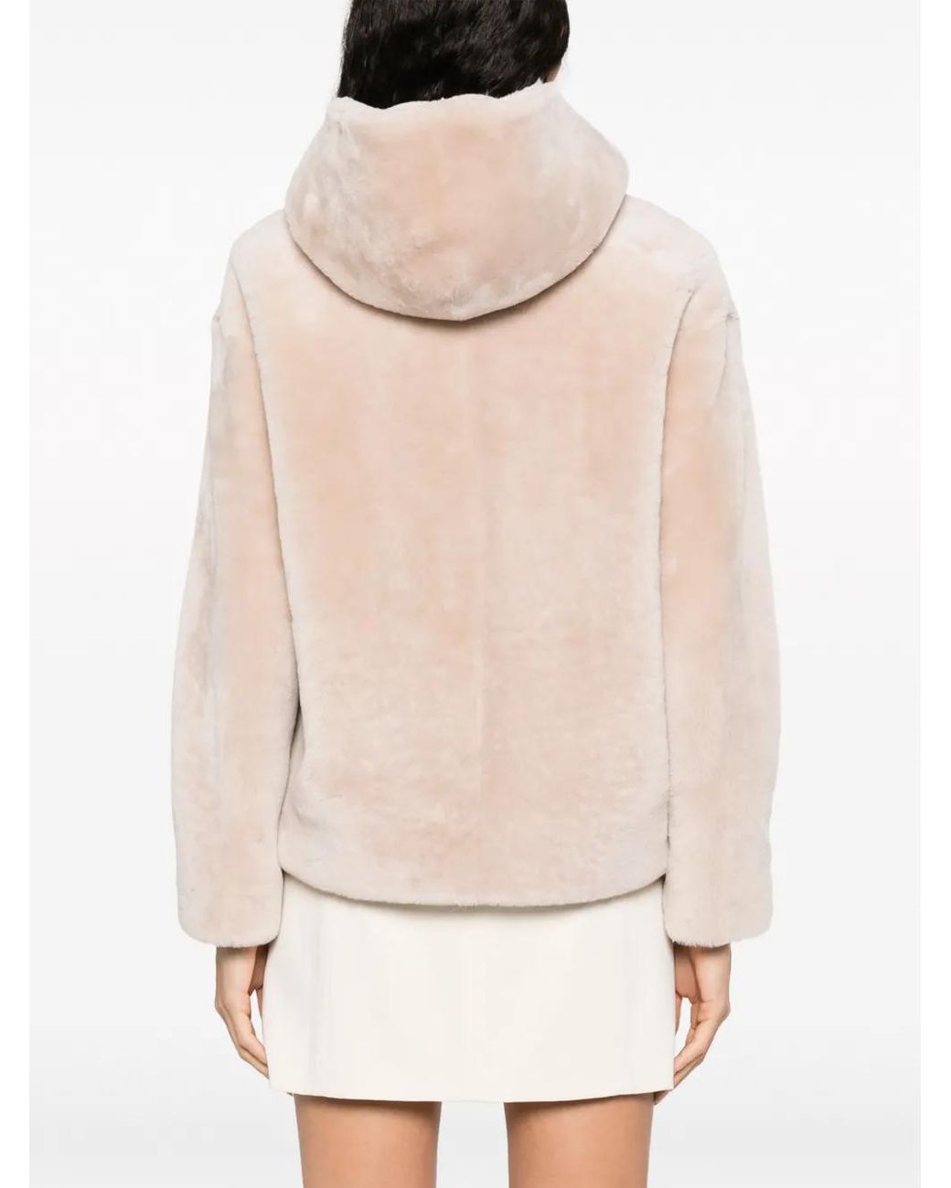 Yves Salomon Pink Shearling Hooded Jacket