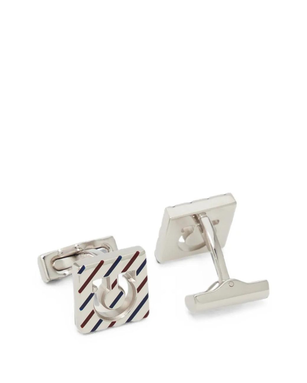 Ferragamo White Square Gancini Cufflinks for men
