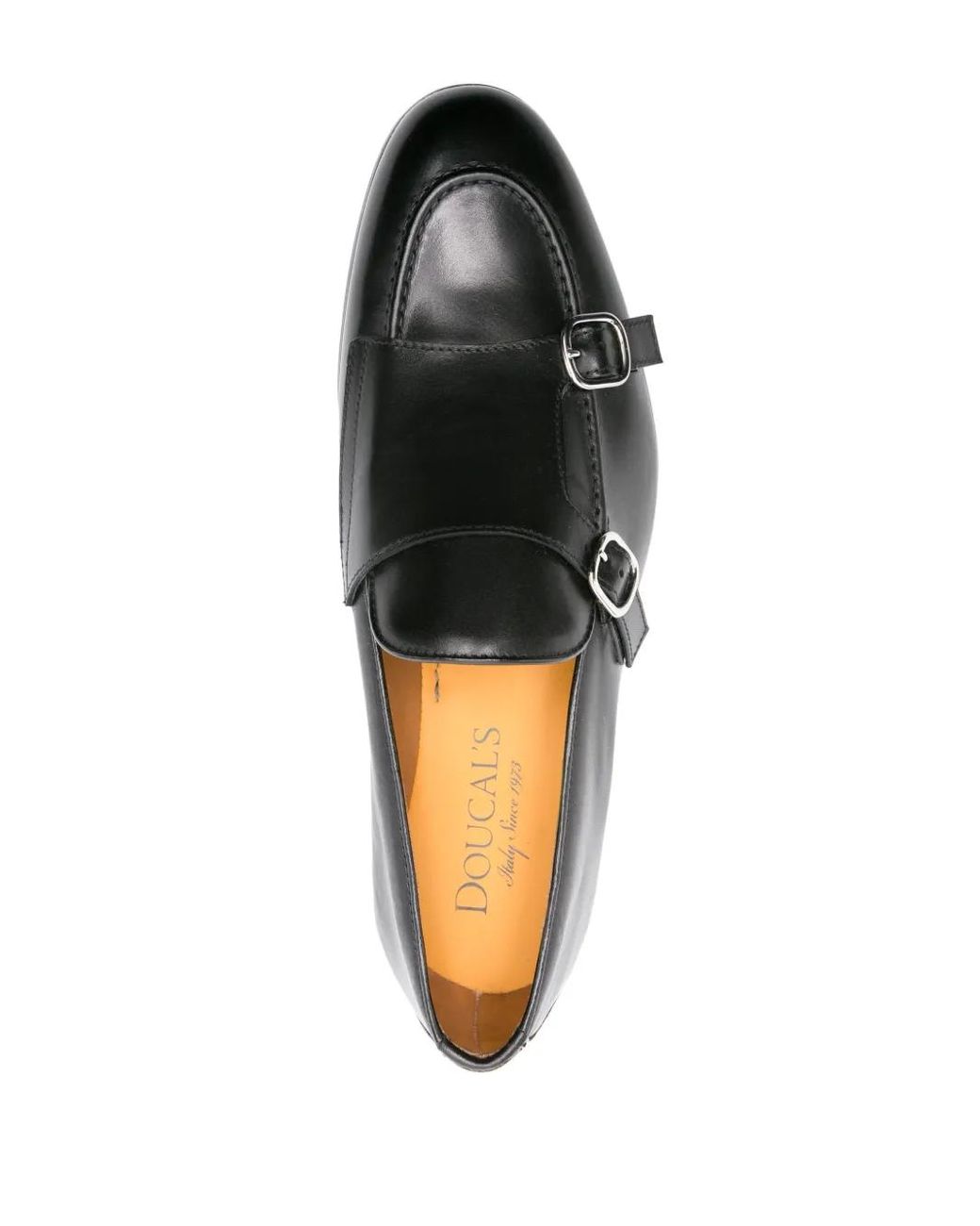 Doucal's Black Double-Buckle Leather Monk Shoes for men