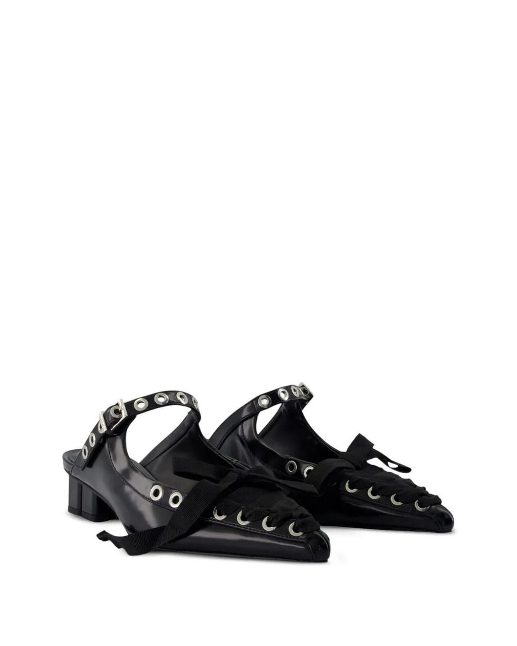 Ganni Black Eyelets Lace Sandals
