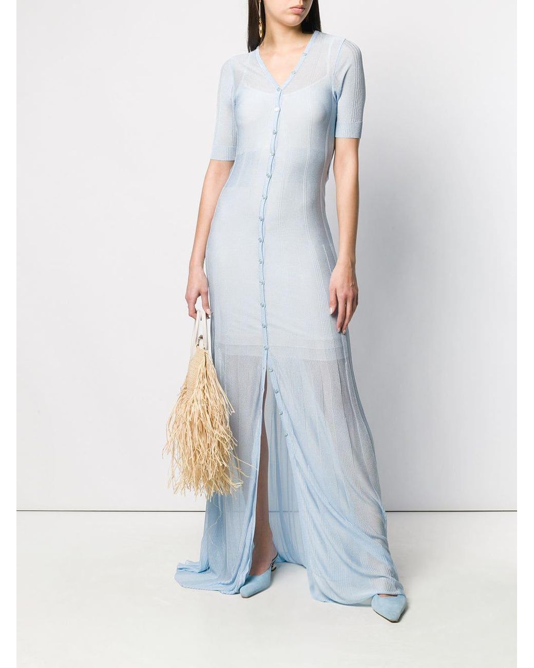 Jacquemus Ribbed Button-up Dress in Blue | Lyst