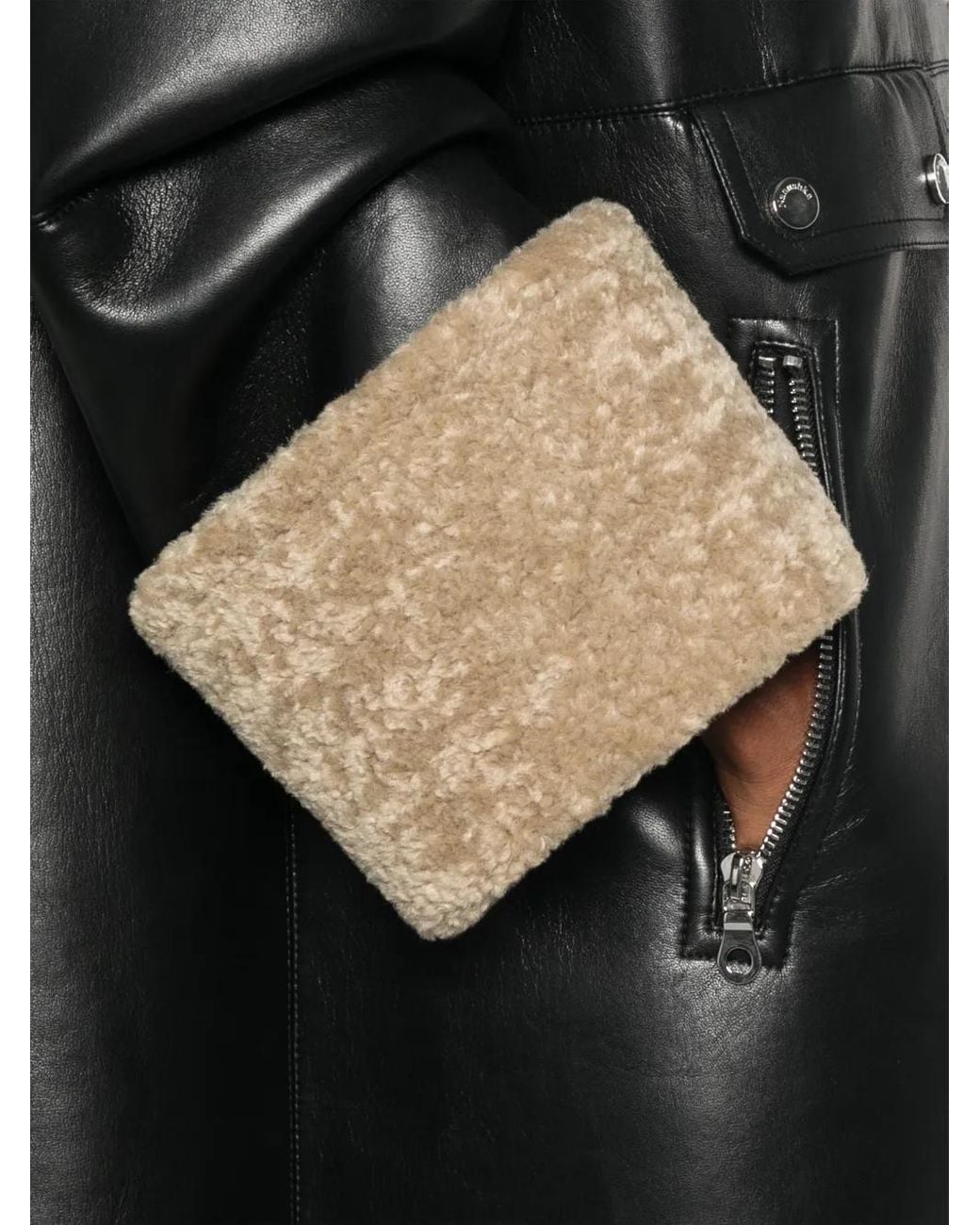 Abrigo con ribete de pelo artificial Nanushka de color Black