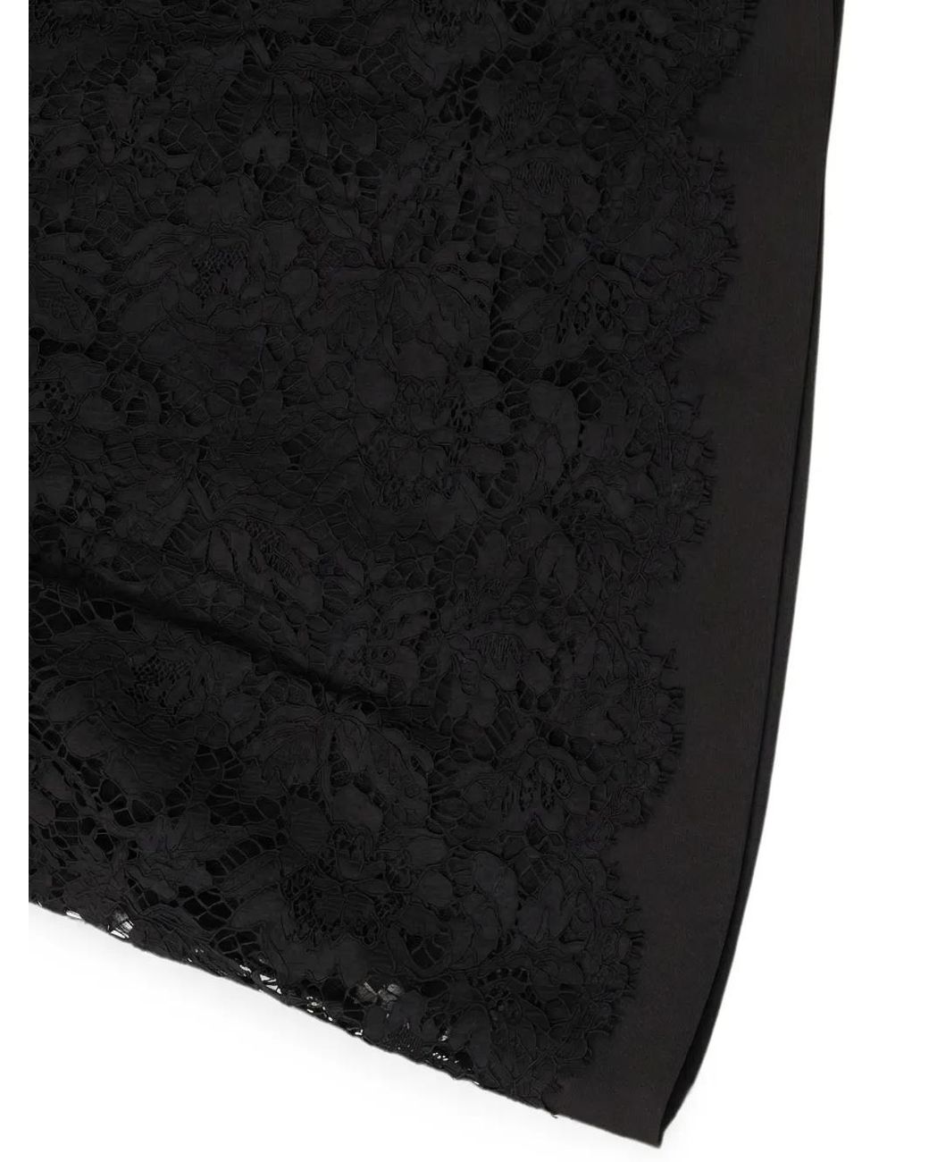 Valentino Garavani Black Robe Ceinturée À Superposition En Dentelle