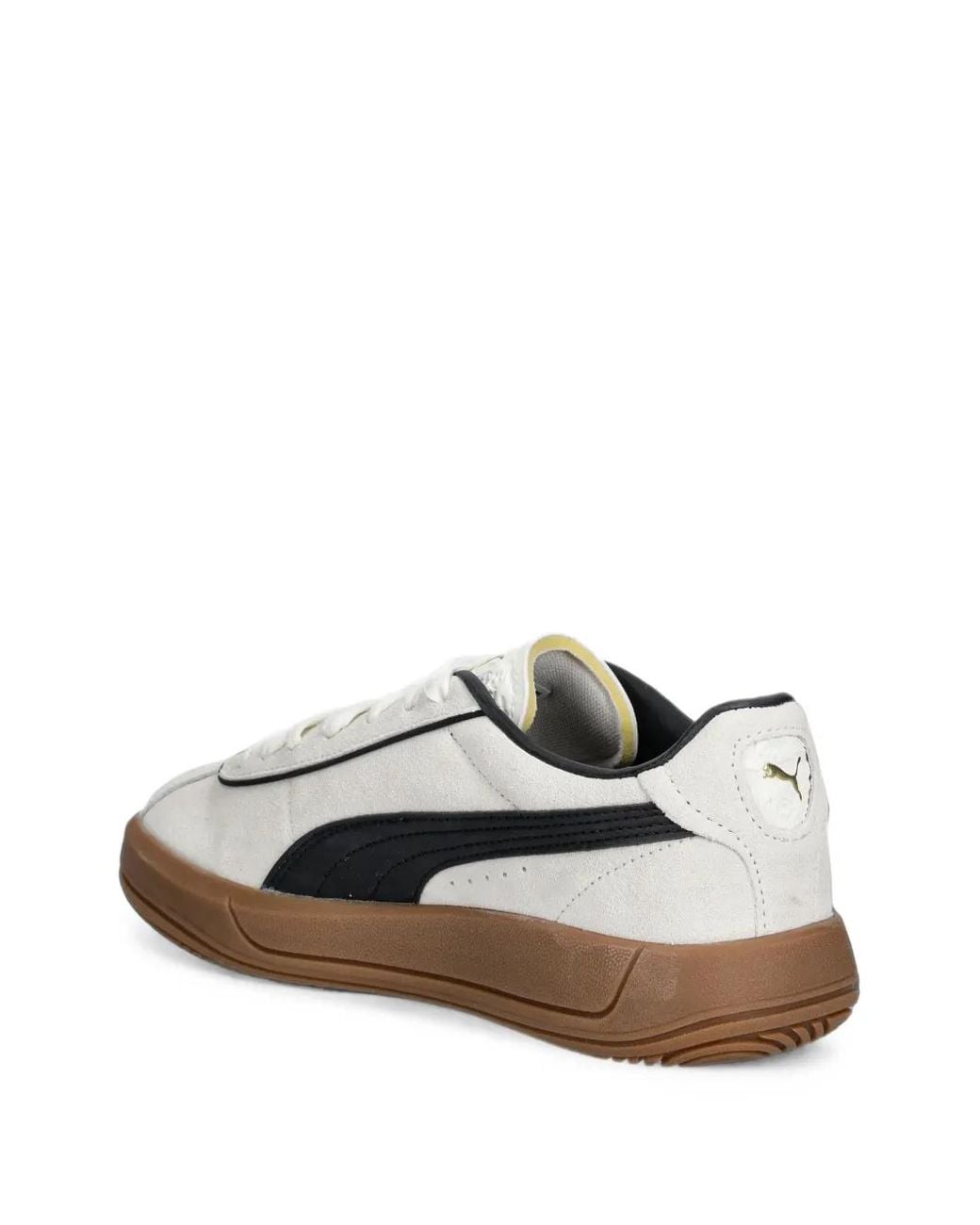 PUMA White Logo-Print Suede Sneakers