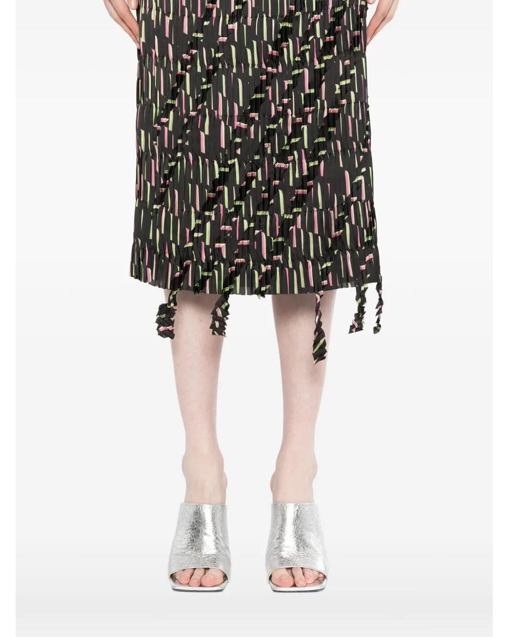 JNBY Black Geometric-Print Midi Skirt