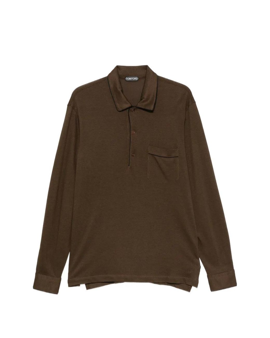 Tom Ford Brown Cotton Silk Piquet Polo for men