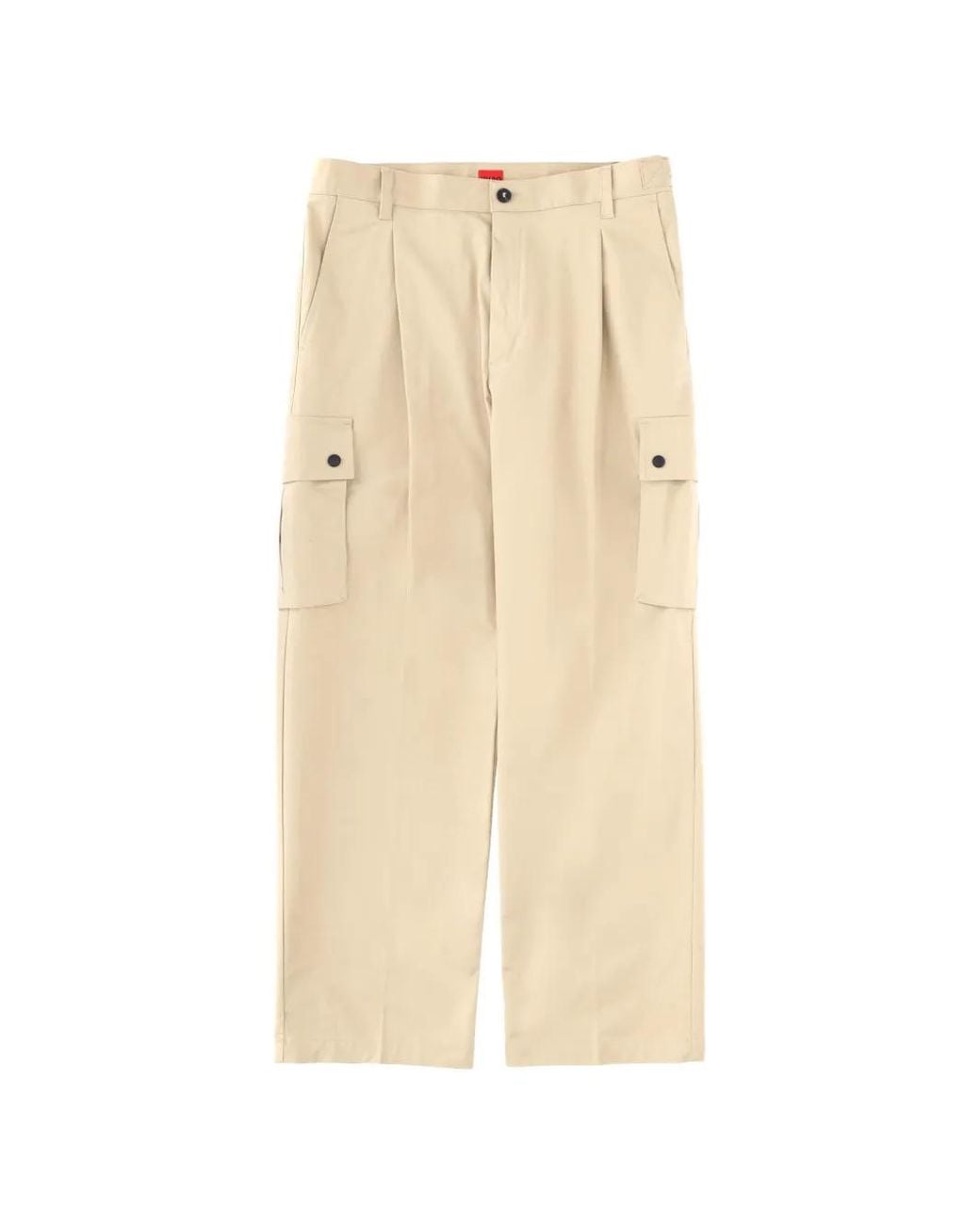 HUGO Natural Pleated Cargo Trousers for men