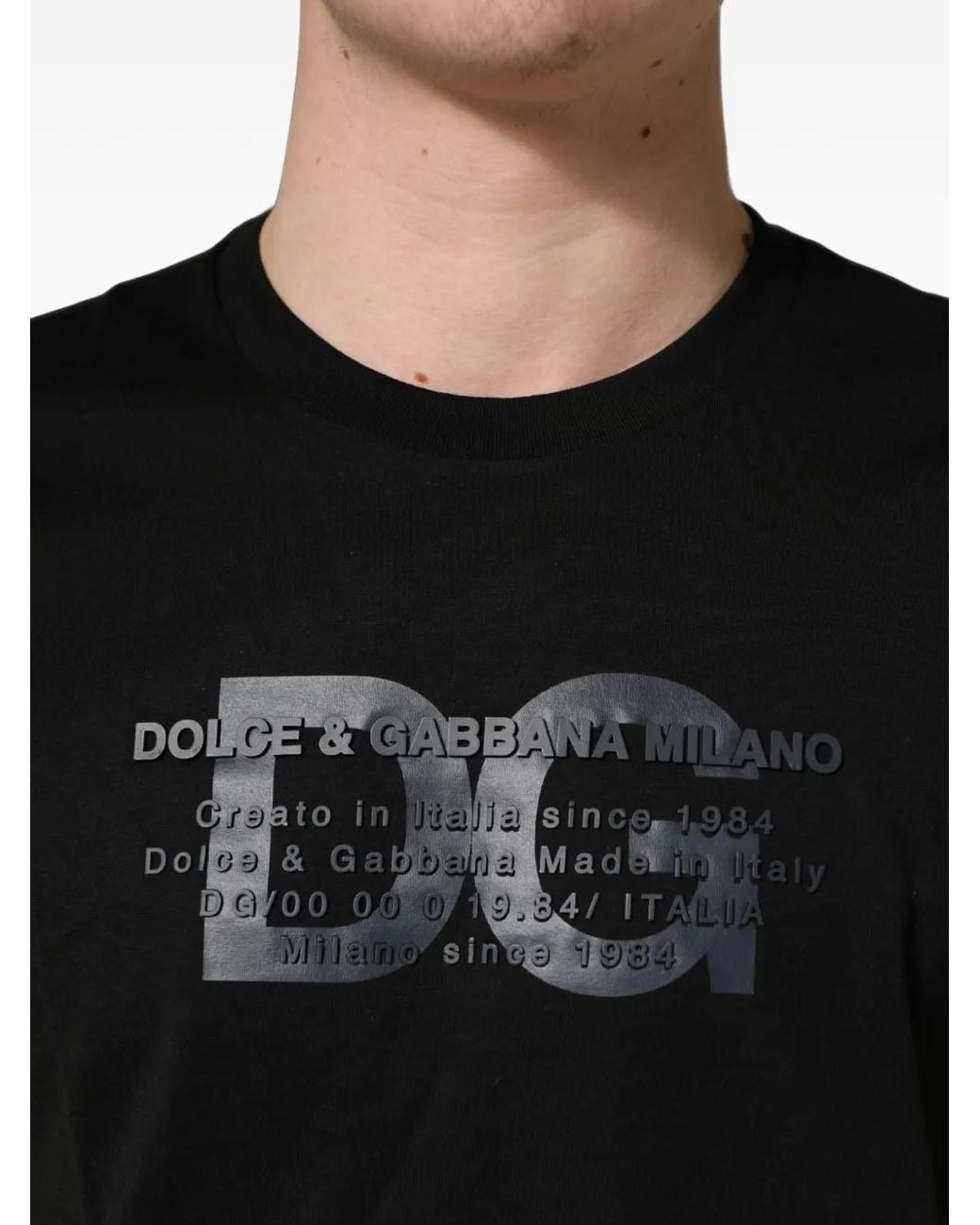 Dolce & Gabbana Black Logo-Print Crew-Neck T-Shirt for men