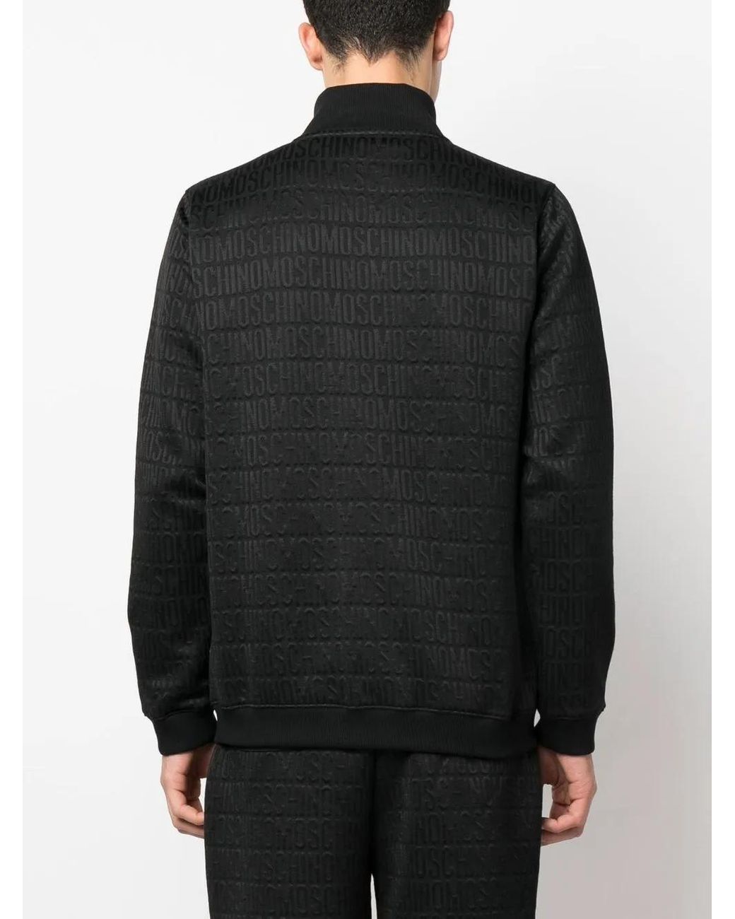 Moschino Black All-Over Debossed Logo Sweatshirt for men
