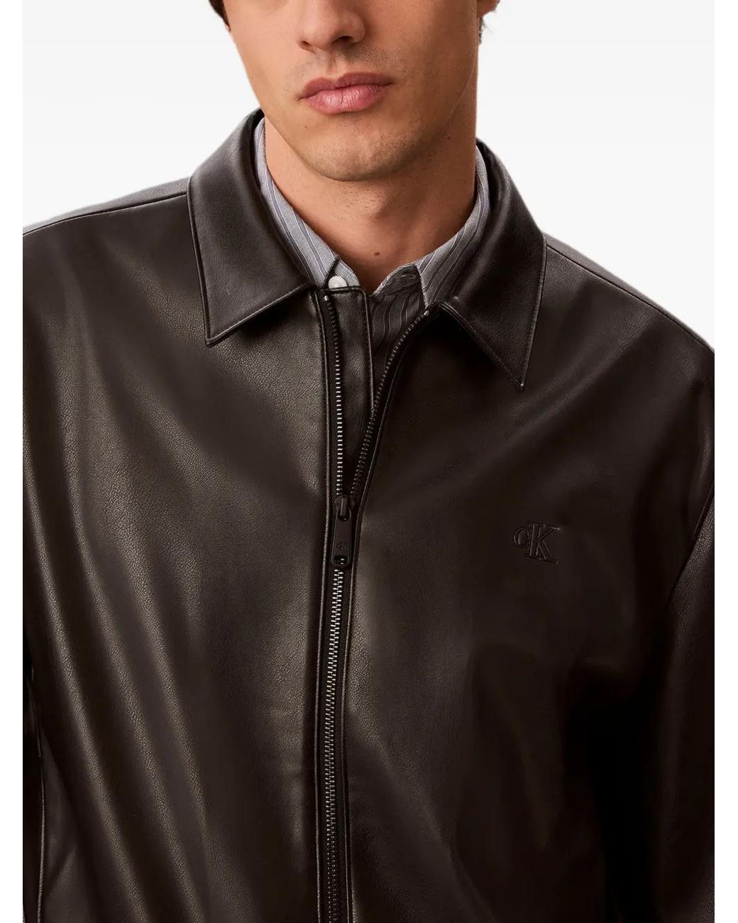 Calvin Klein Black Logo-Embroidered Jacket for men