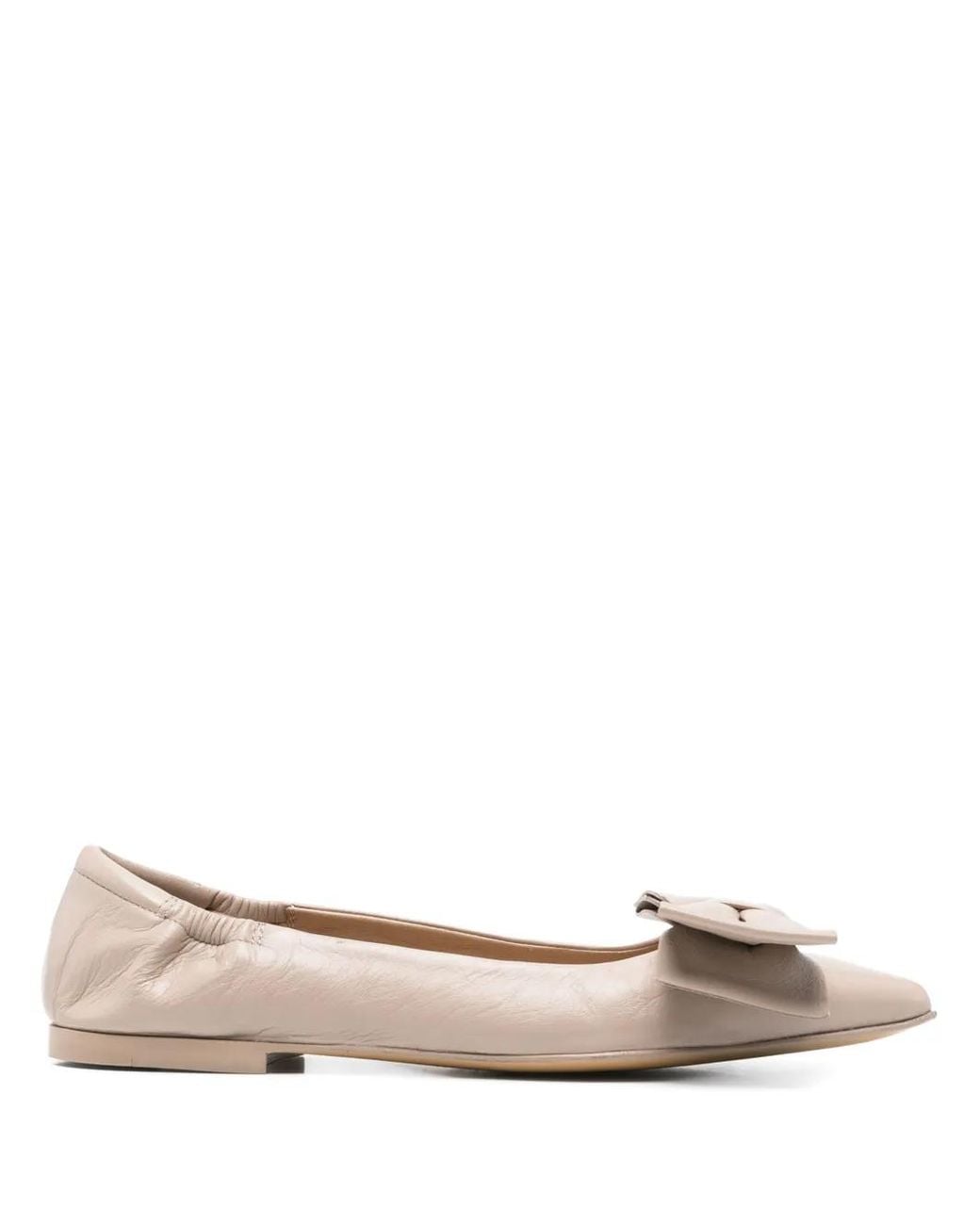 Pomme D ́Or Natural Bow-Detail Ballerina Flats