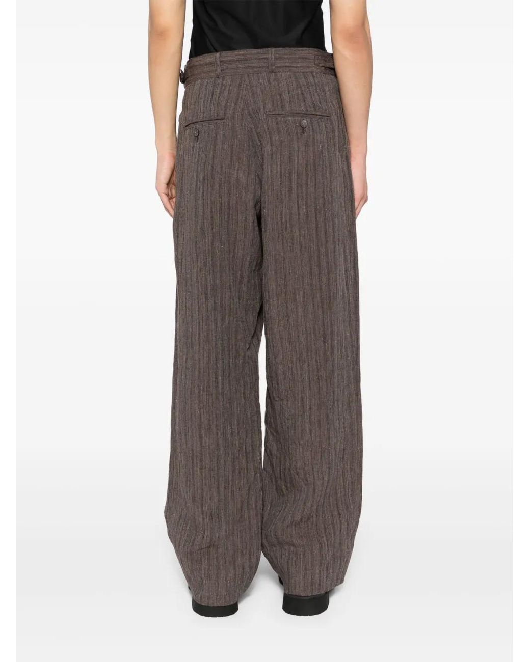 CALMLENCE Gray No Pleated Wide-Leg Trousers for men