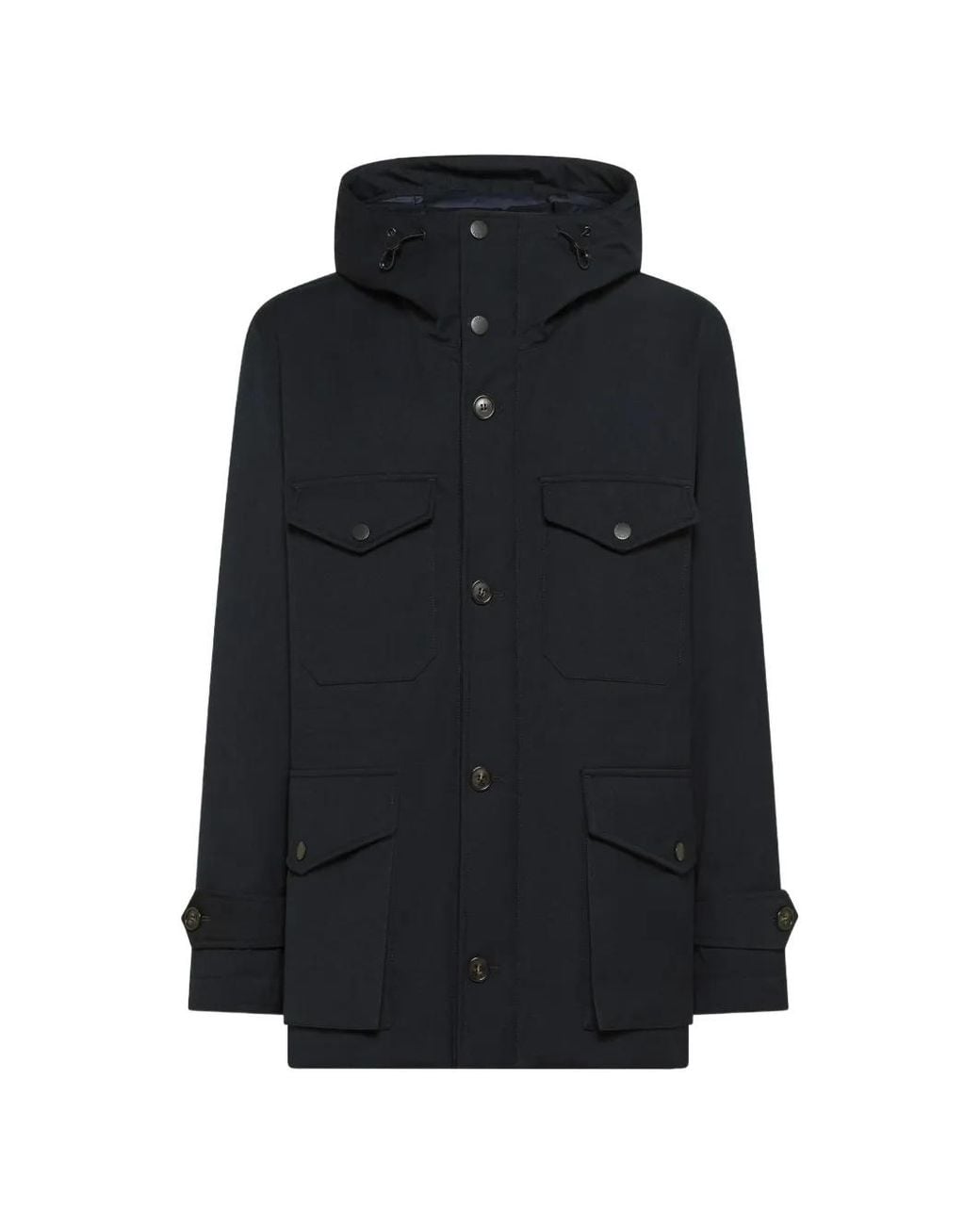 Seventy Black Hooded Multi-Pocket Jacket for men