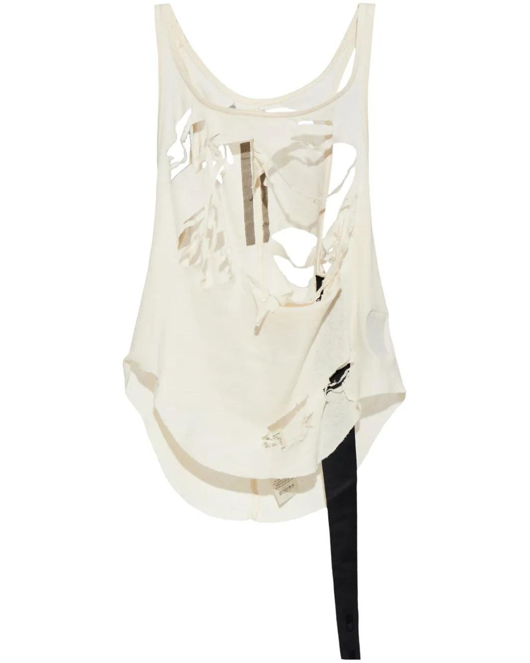 Rick Owens Ripped Tank Top in White | Lyst