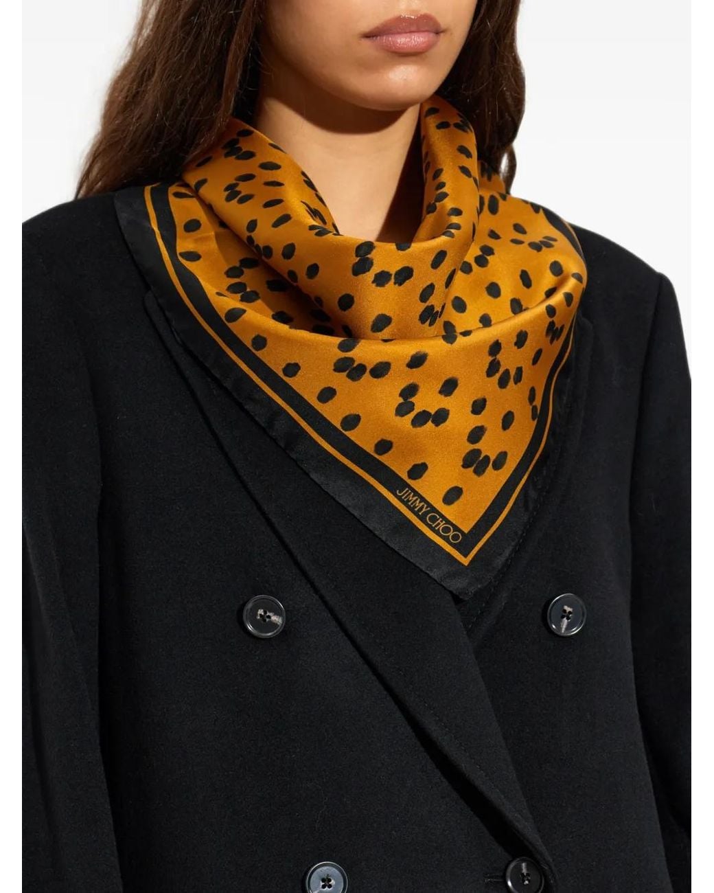 Jimmy Choo Metallic Polka-Dot Silk Scarf