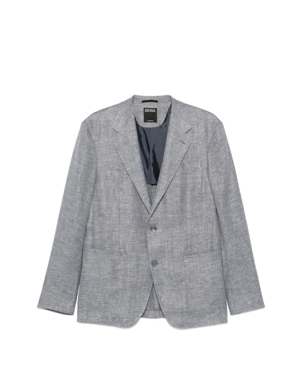 Zegna Gray Single-Breasted Notch-Lapel Jacket for men