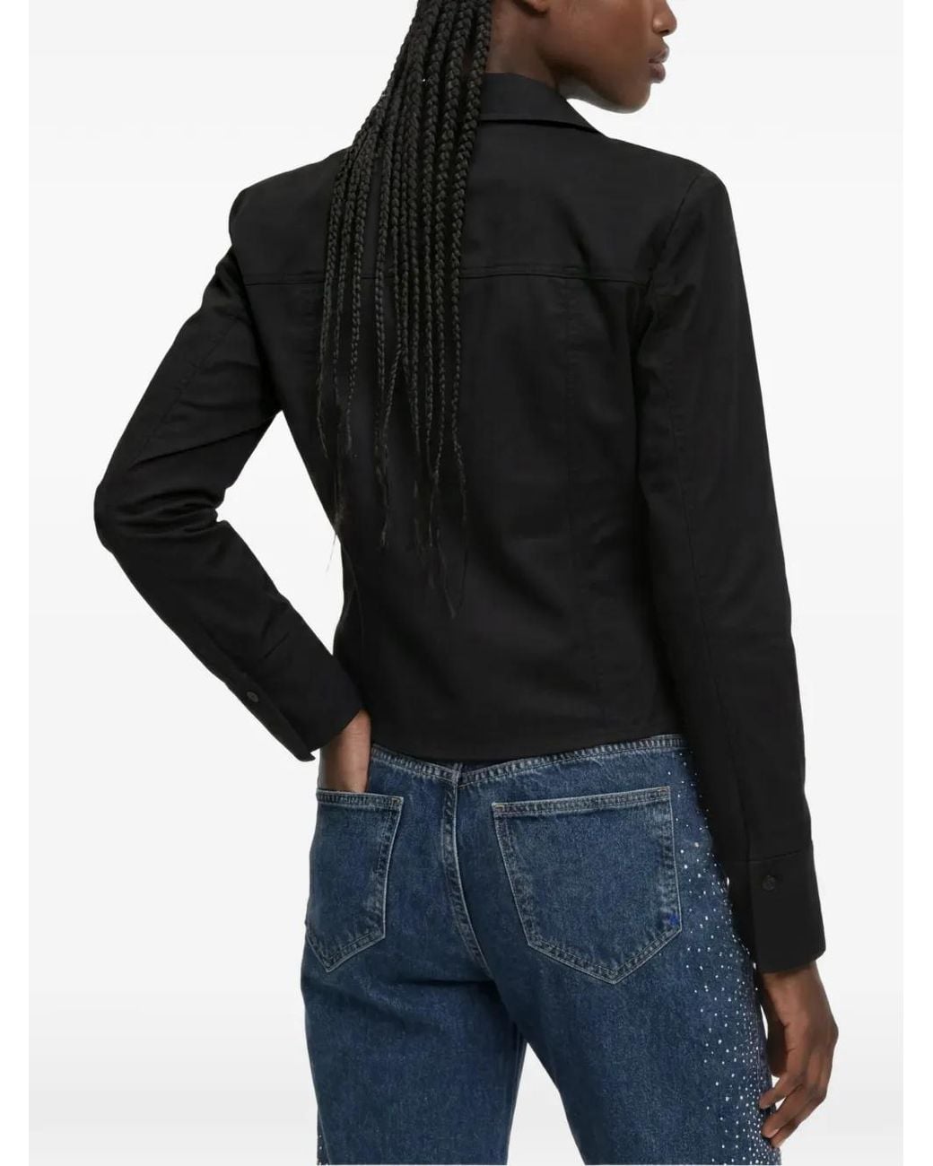 Karl Lagerfeld Black Button-Up Flap-Pocket Shirt