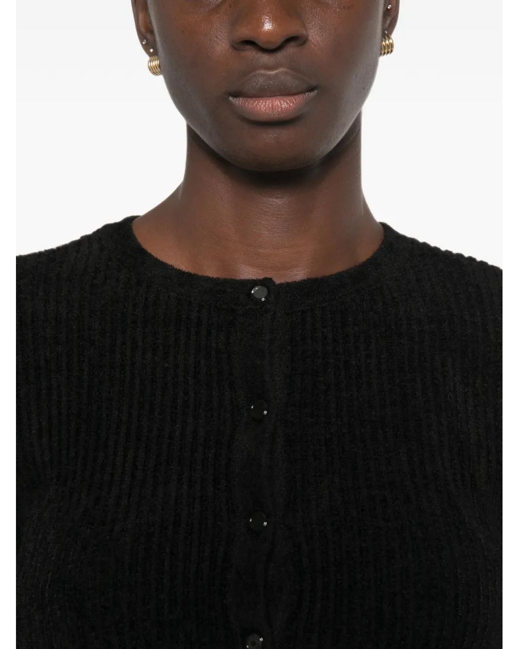 Sandro Black Velvet Knit Cropped Cardigan