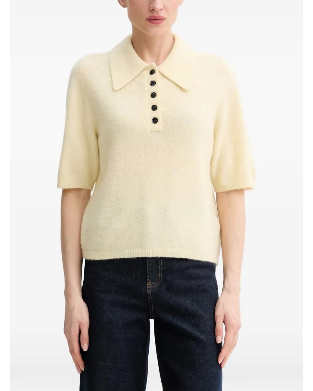 Gestuz Natural Gzalpha Buttoned Polo Top